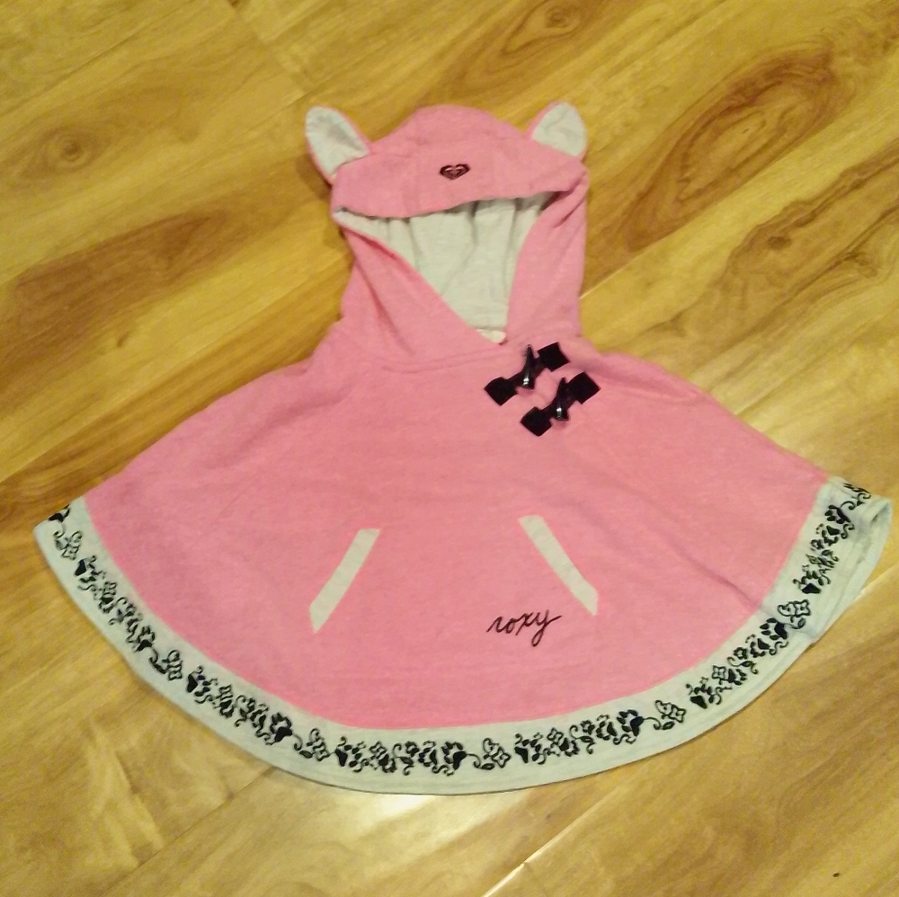 Roxy Girl Baby Toddler 18 Months Pink Hooded Poncho with Cat Ear Details